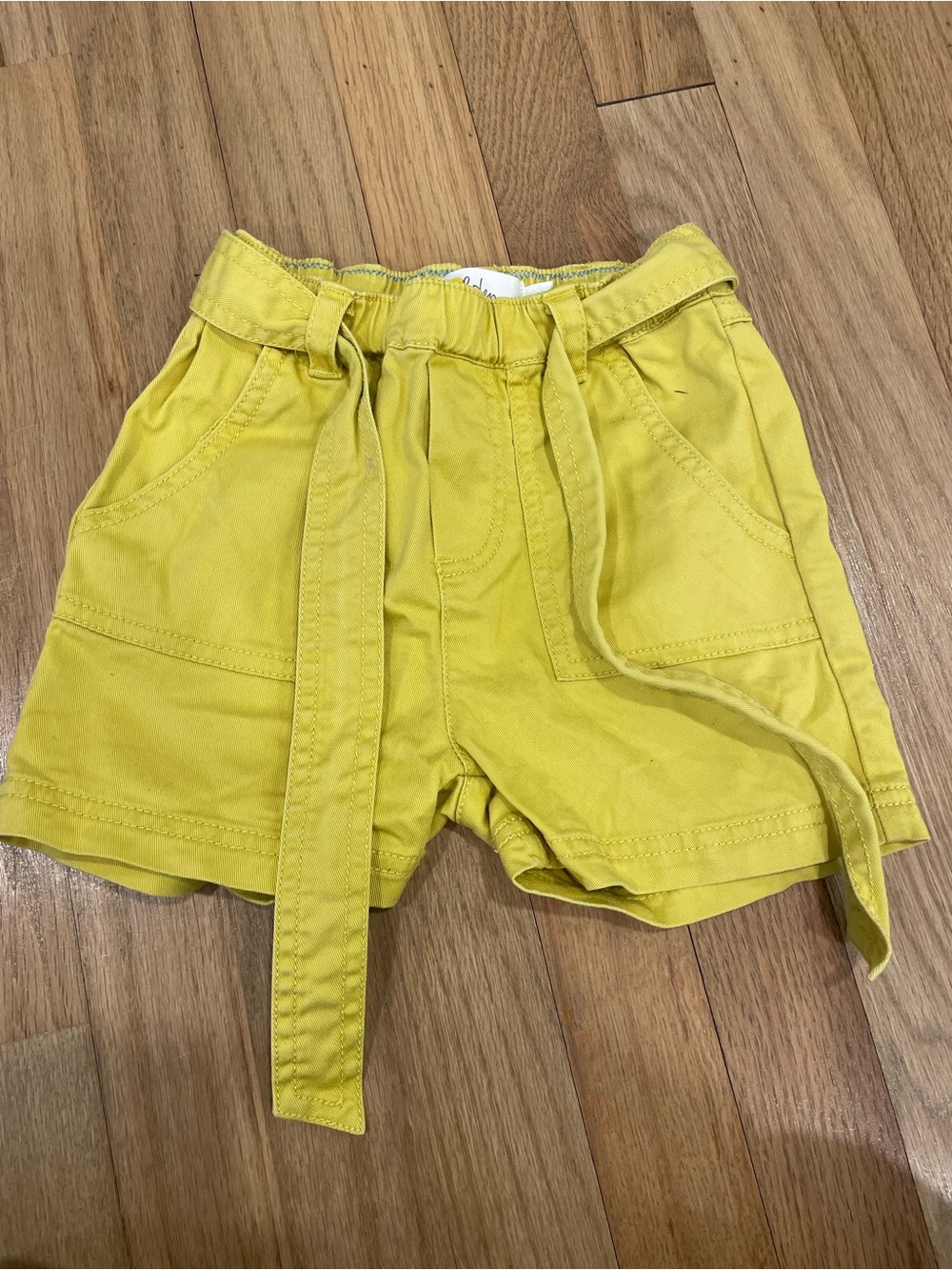 Mini Boden High-Waist Yellow Belted Shorts